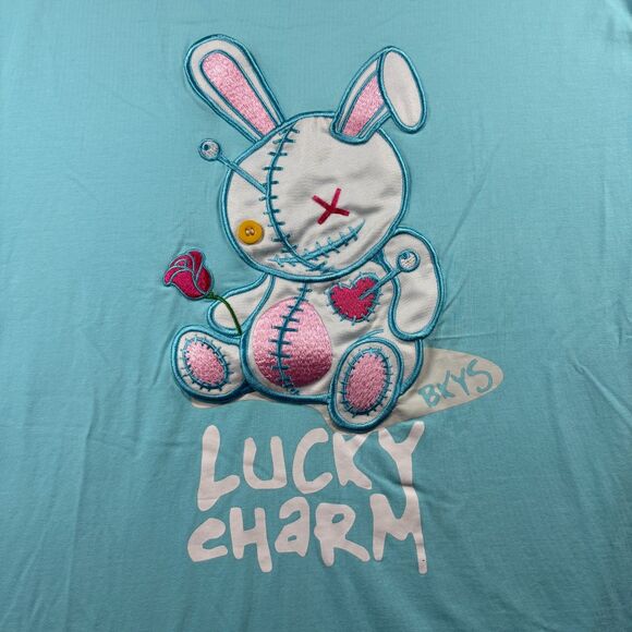 BKYS Black Keys Men T-Shirt Lucky Charm Stuffed Bunny Rabbit Aqua Size 2XL H236 - Picture 2 of 8